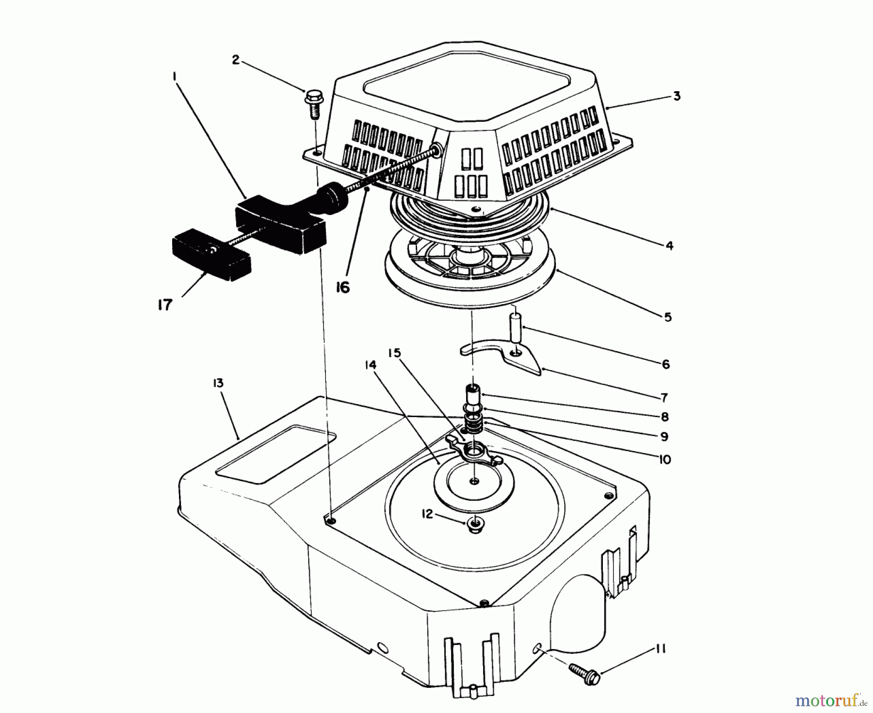 Toro Neu Mowers, Walk-Behind Seite 2 26620BG - Toro Lawnmower, 1990 (0009001-0999999) RECOIL ASSEMBLY (ENGINE NO. VMG6, VMJ8 & VMK9)