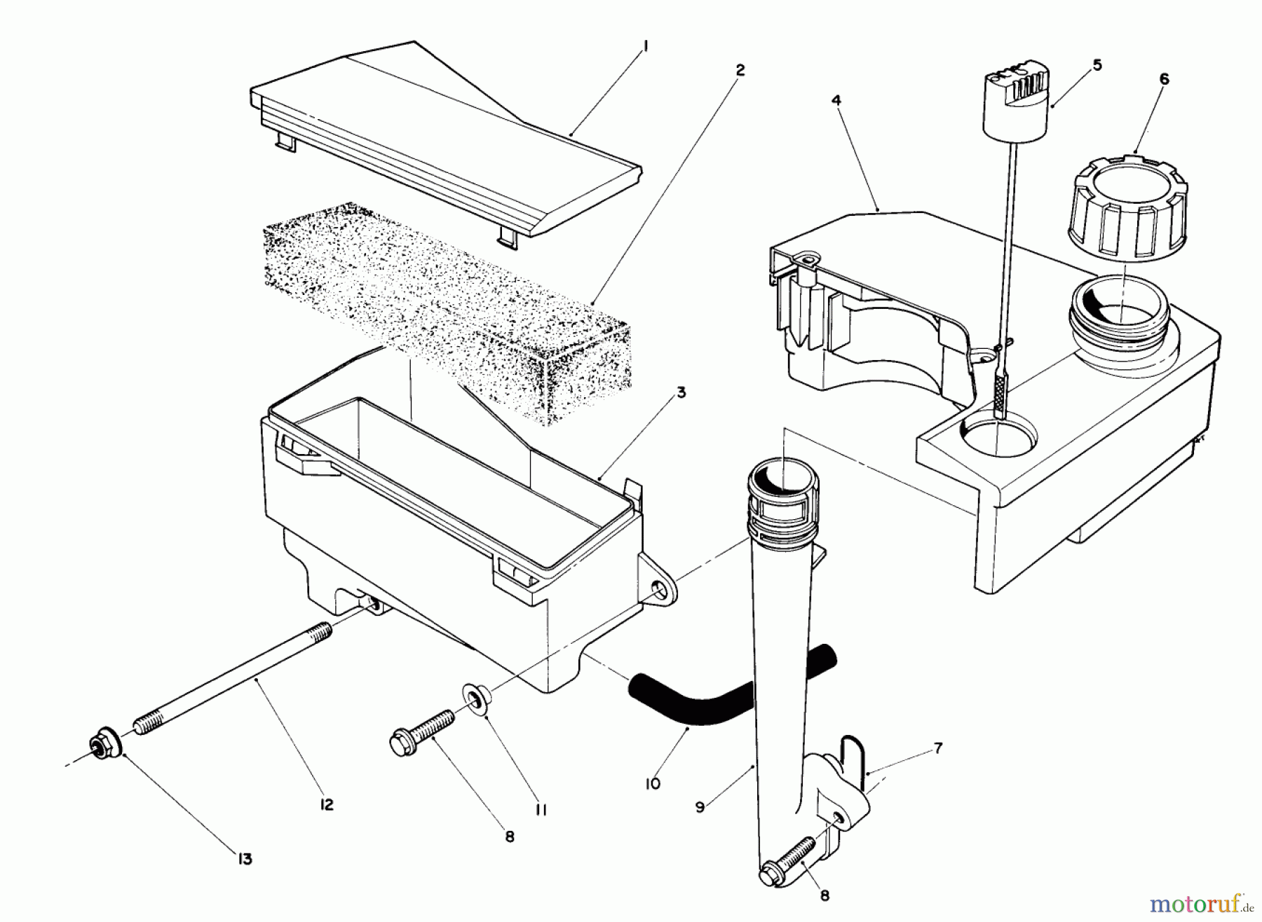  Toro Neu Mowers, Walk-Behind Seite 2 26620B - Toro Lawnmower, 1991 (1000001-1999999) AIR CLEANER & FUEL TANK ASSEMBLY (ENGINE NO. VM140)