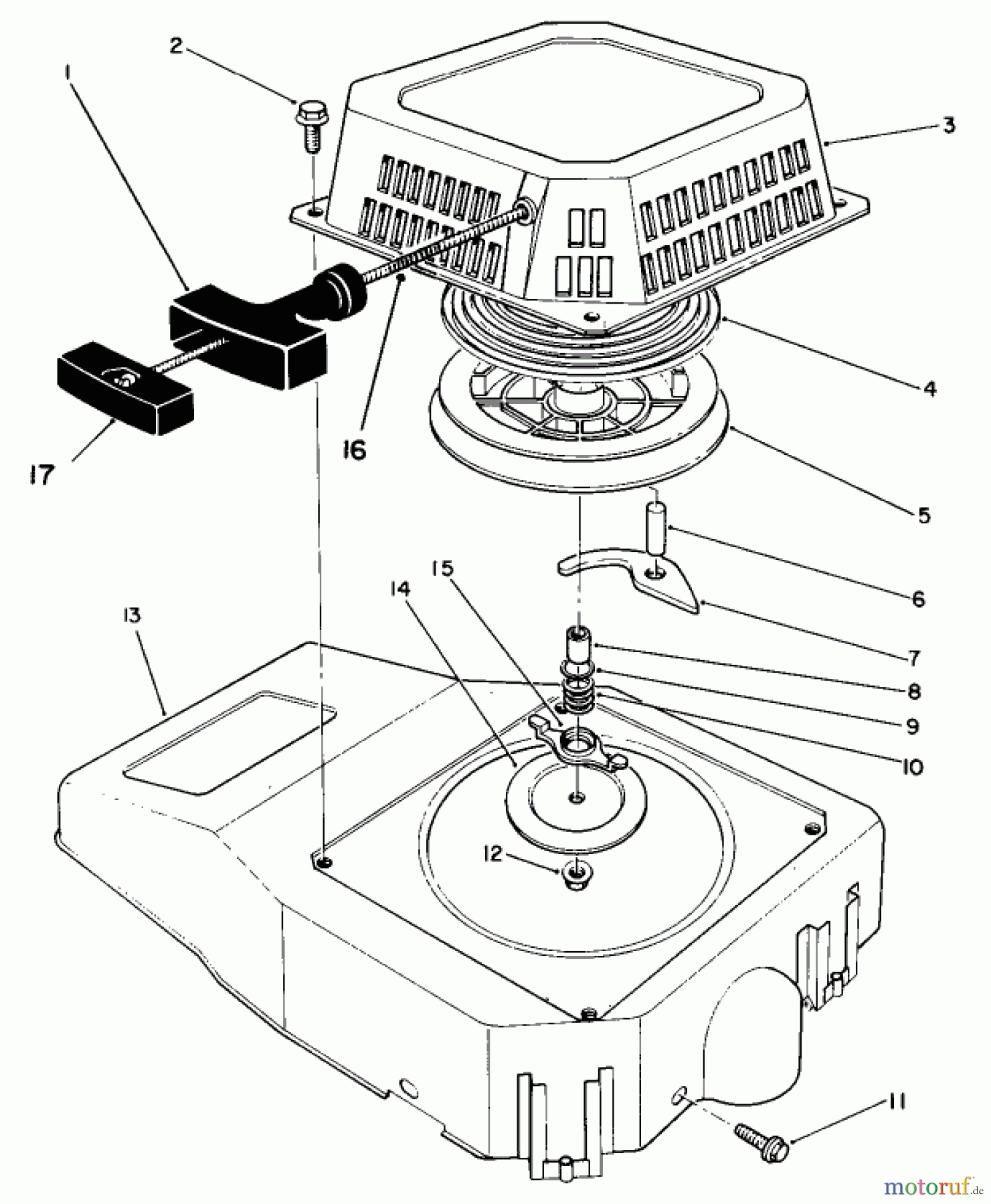  Toro Neu Mowers, Walk-Behind Seite 2 26620B - Toro Lawnmower, 1992 (2000001-2999999) RECOIL ASSEMBLY (ENGINE NO. VMM1-7)