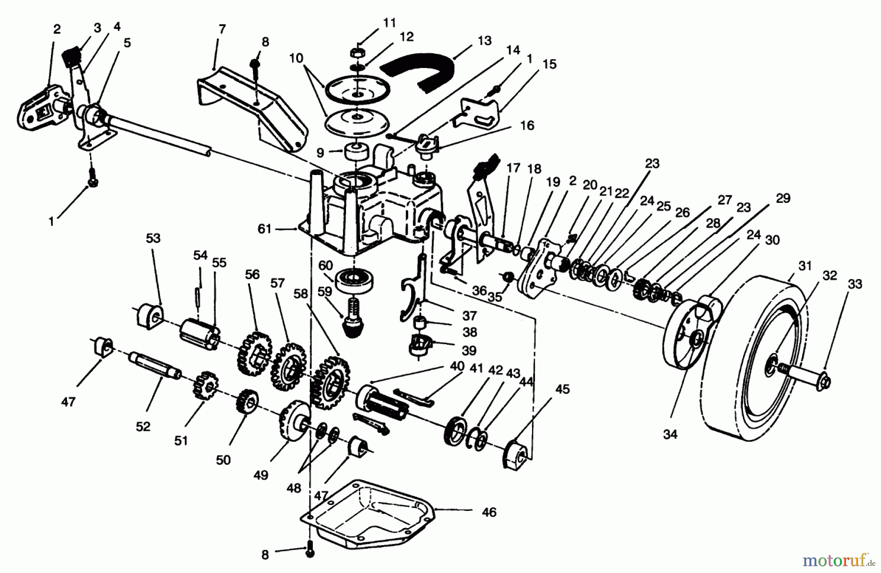  Toro Neu Mowers, Walk-Behind Seite 2 26620B - Toro Lawnmower, 1993 (3900001-3999999) GEAR CASE ASSEMBLY