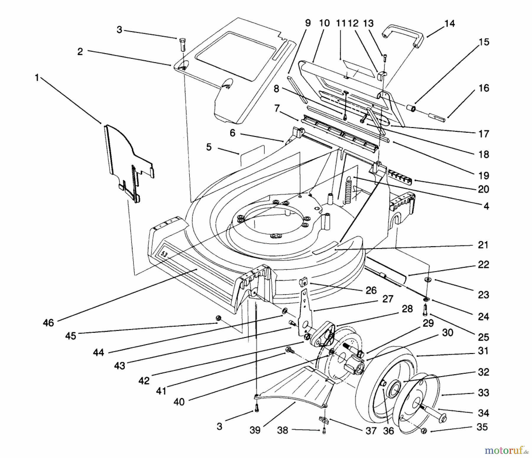 Toro Neu Mowers, Walk-Behind Seite 2 26620BF - Toro Lawnmower, 1991 (1000001-1999999) HOUSING ASSEMBLY