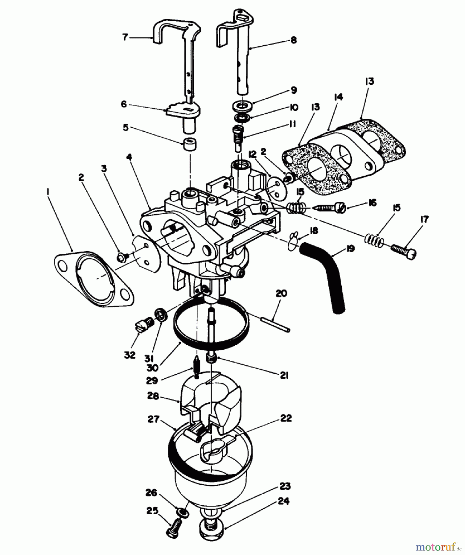  Toro Neu Mowers, Walk-Behind Seite 2 26621B - Toro Lawnmower, 1992 (2000001-2999999) CARBURETOR ASSEMBLY (ENGINE MODEL NO. VMM1-2)