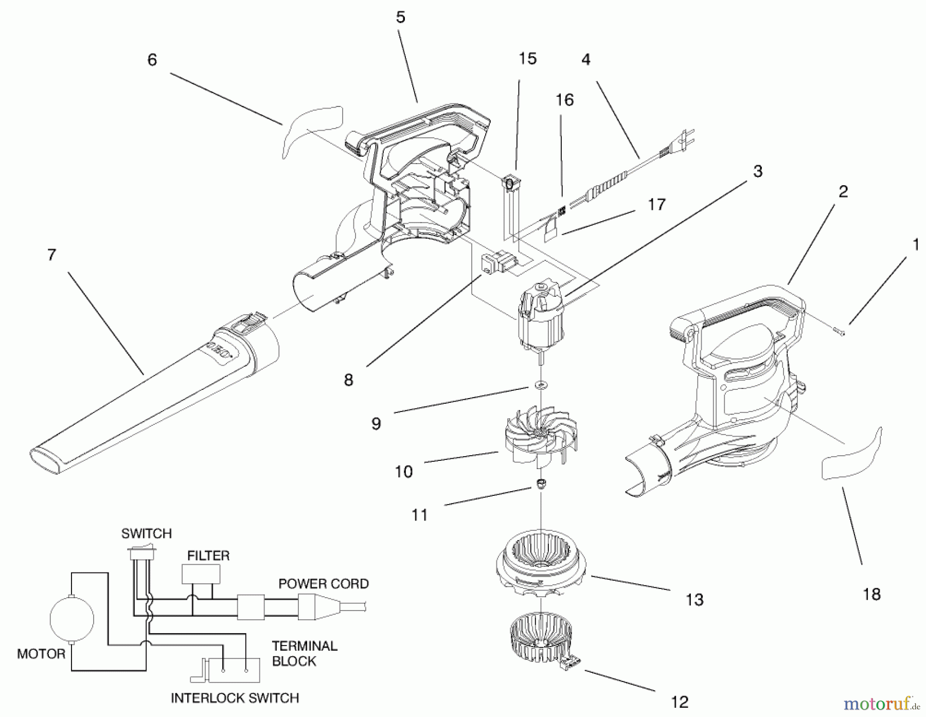 Toro Neu Blowers/Vacuums/Chippers/Shredders 51557 - Toro Super Blower Vac, 1996 (69000001-69999999) BLOWER ASSEMBLY