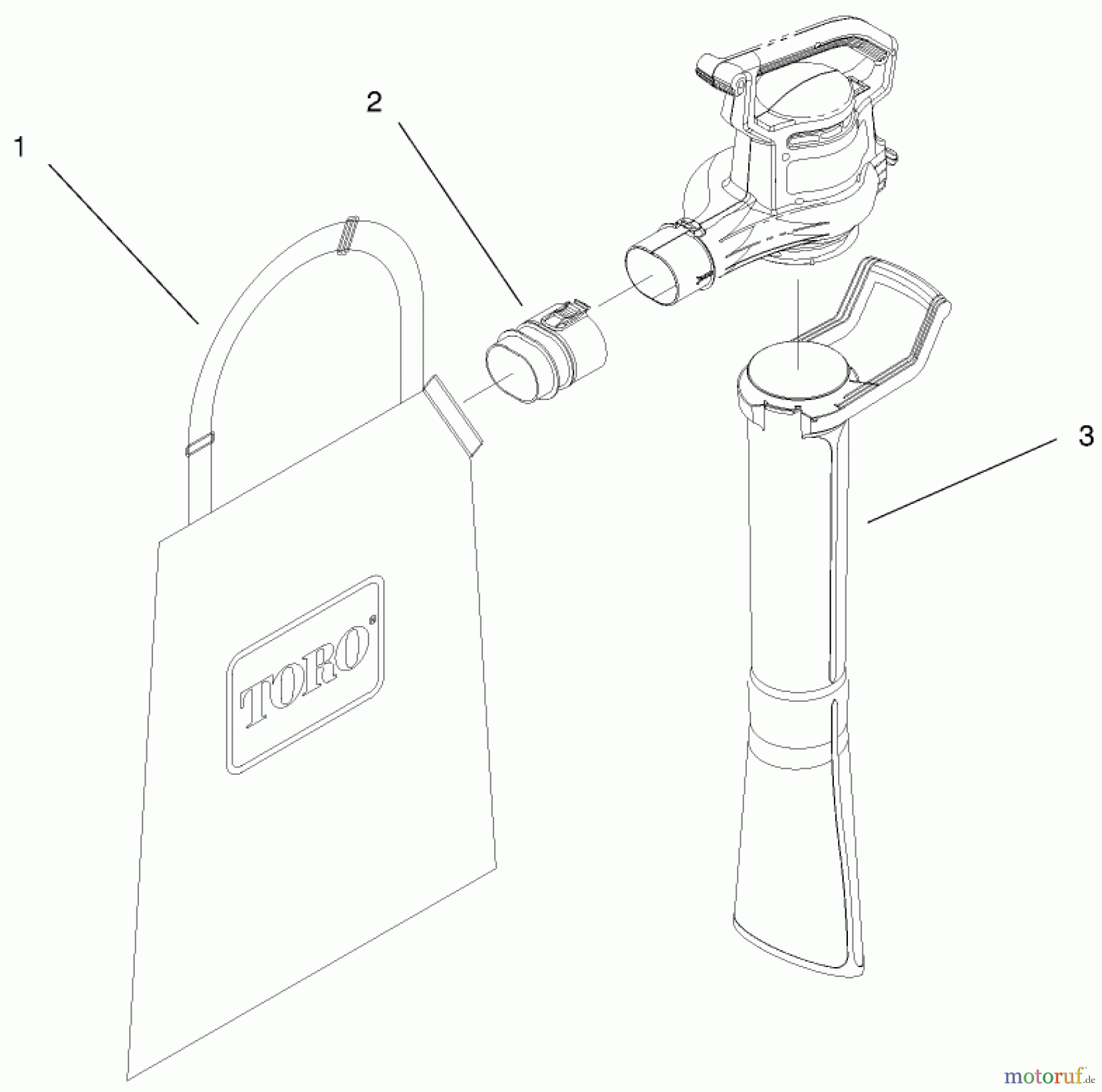 Toro Neu Blowers/Vacuums/Chippers/Shredders 51557 - Toro Super Blower Vac, 1997 (790000001-799999999) VACUUM TUBE AND BAG ASSEMBLY