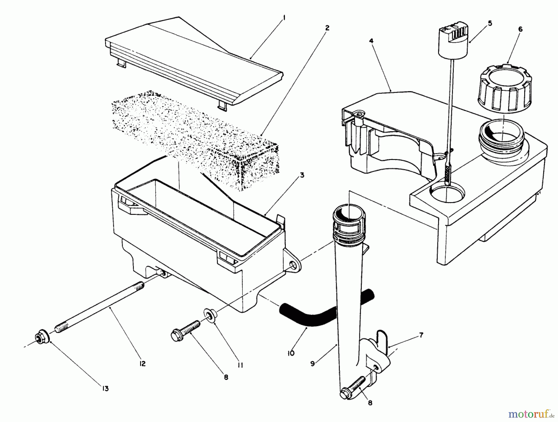 Toro Neu Mowers, Walk-Behind Seite 2 26622 - Toro Lawnmower, 1991 (1000001-1999999) AIR CLEANER & FUEL TANK ASSEMBLY (ENGINE MODEL NO. VM140)