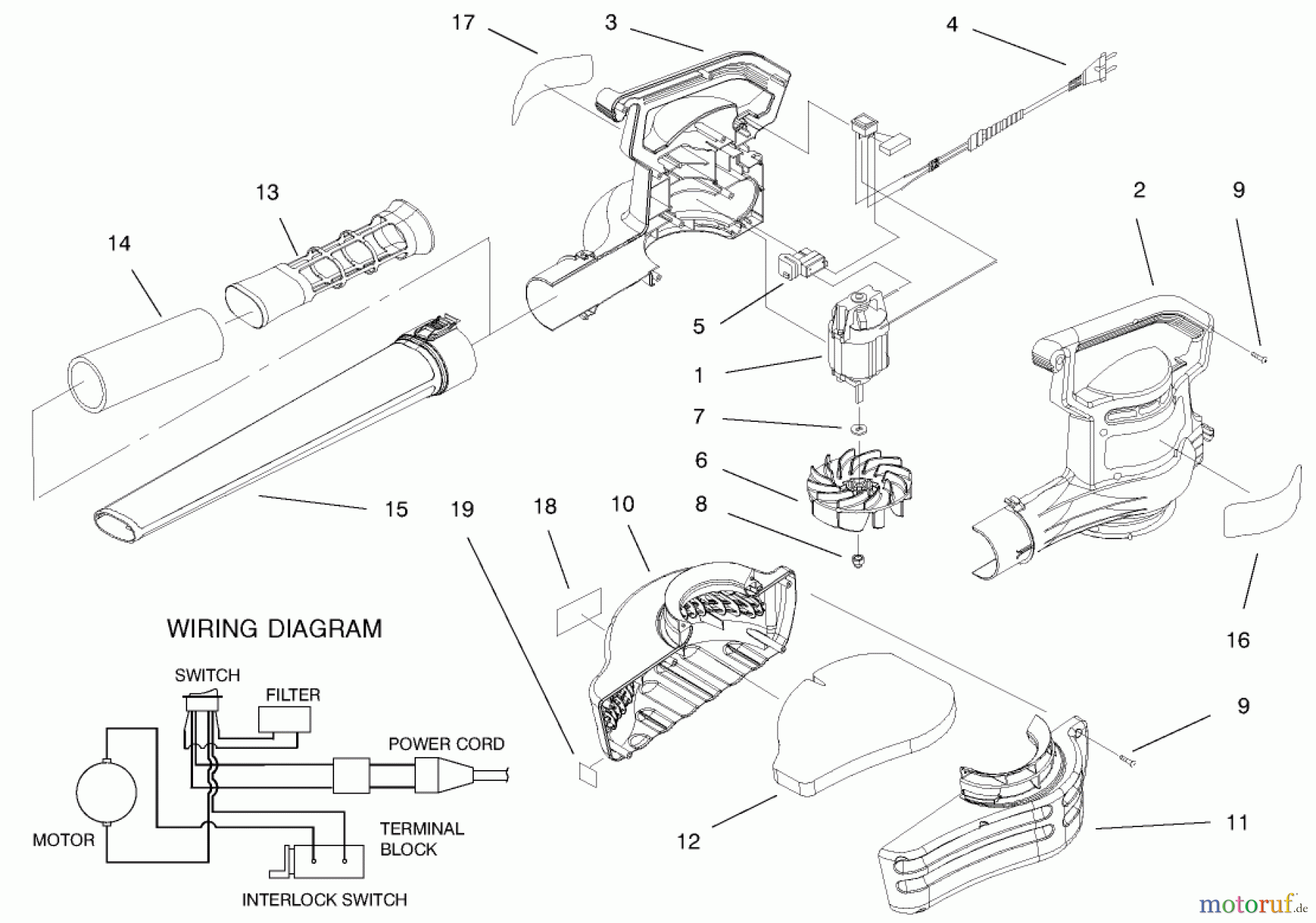 Toro Neu Blowers/Vacuums/Chippers/Shredders 51566 - Toro Quiet Blower Vac, 2001 (210000001-210999999) BLOWERVAC ASSEMBLY