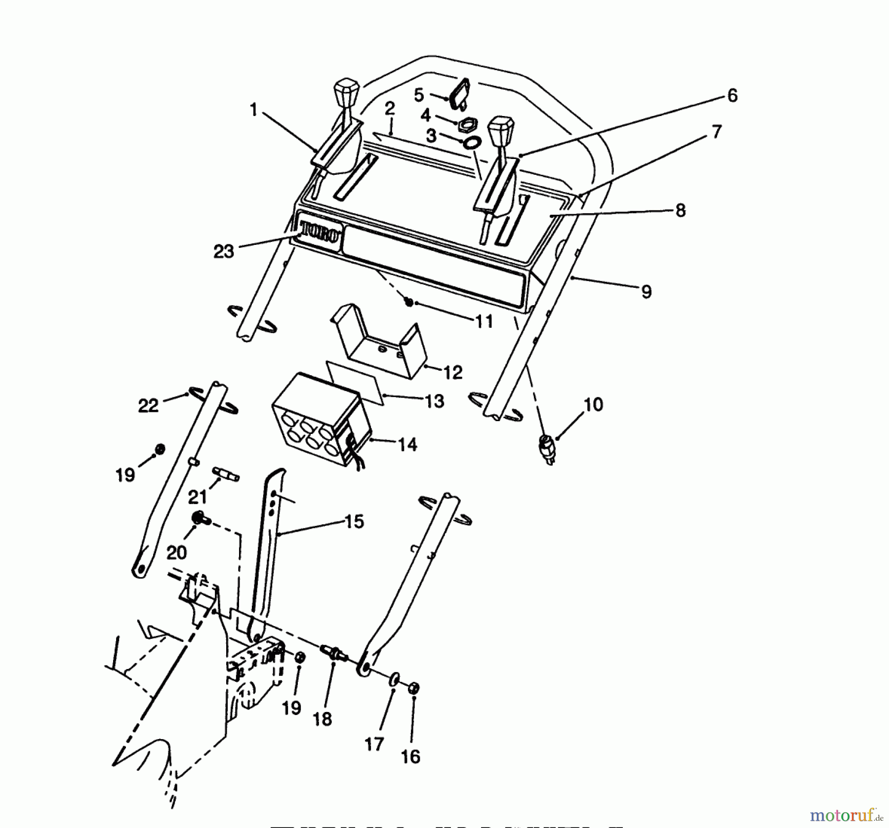 Toro Neu Mowers, Walk-Behind Seite 2 26624 - Toro Lawnmower, 1990 (0000001-0001101) HANDLE ASSEMBLY