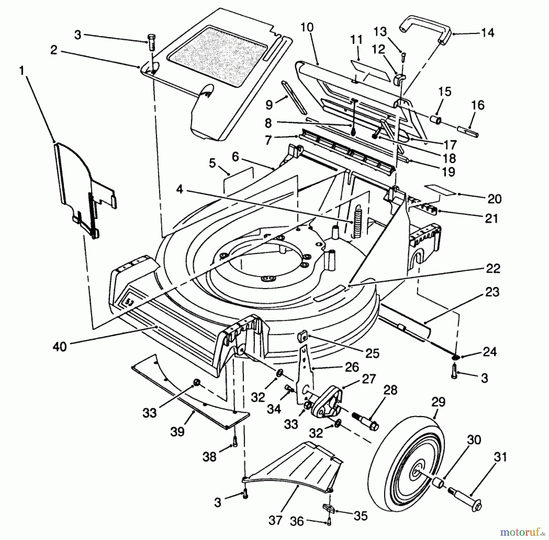 Toro Neu Mowers, Walk-Behind Seite 2 26625CG - Toro Lawnmower, 1989 (9000001-9999999) HOUSING ASSEMBLY