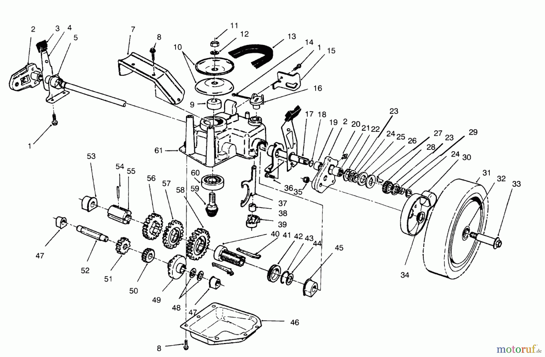  Toro Neu Mowers, Walk-Behind Seite 2 26631BC - Toro Lawnmower, 1995 (5900001-5999999) GEAR CASE ASSEMBLY