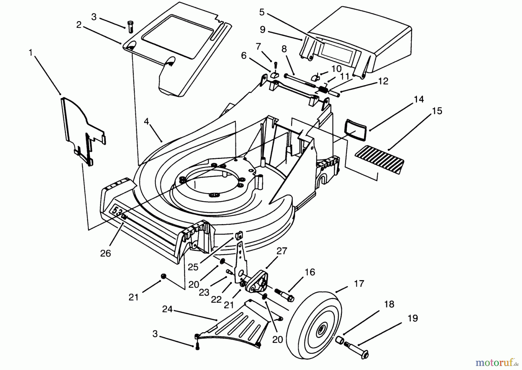  Toro Neu Mowers, Walk-Behind Seite 2 26631BC - Toro Lawnmower, 1995 (5900001-5999999) HOUSING ASSEMBLY