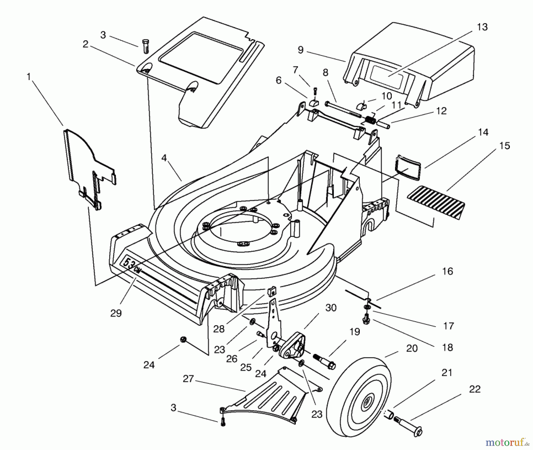  Toro Neu Mowers, Walk-Behind Seite 2 26632 - Toro Lawnmower, 1997 (7900001-7999999) HOUSING ASSEMBLY