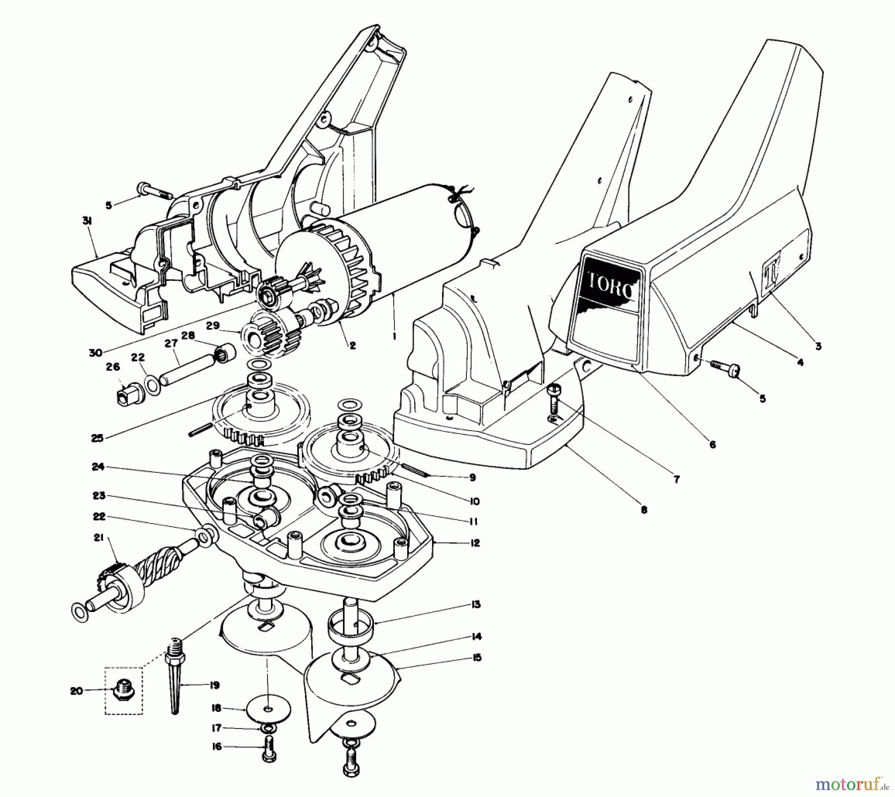  Toro Neu Tillers/Cultivators 51750 - Toro Power Hoe, 1981 (1000001-1999999) MOTOR AND GEAR HOUSING ASSEMBLY