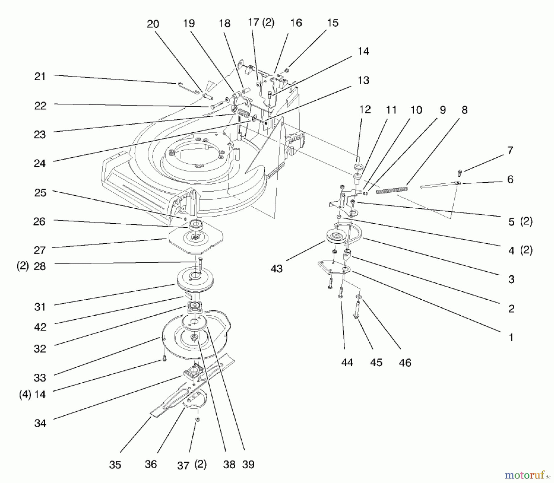 Toro Neu Mowers, Walk-Behind Seite 2 26633B - Toro Lawnmower, 1996 (6900001-6999999) BLADE AND BRAKE ASSEMBLY
