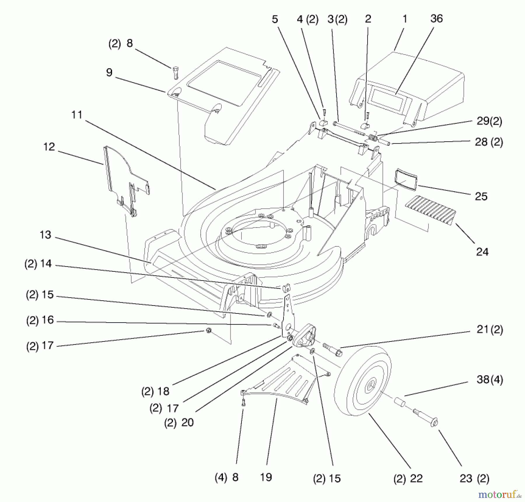 Toro Neu Mowers, Walk-Behind Seite 2 26633B - Toro Lawnmower, 1996 (6900001-6999999) DECK ASSEMBLY