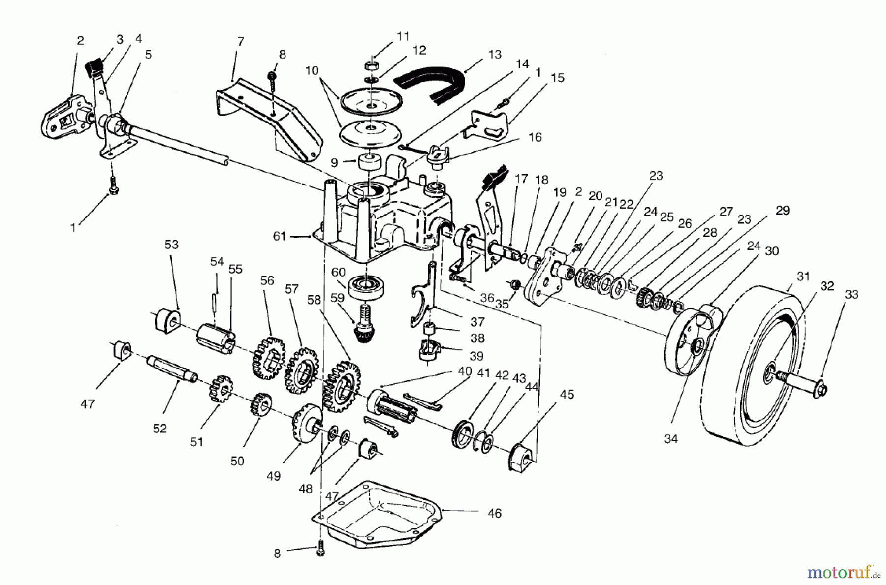  Toro Neu Mowers, Walk-Behind Seite 2 26636 - Toro Lawnmower, 1997 (7900001-7999999) GEAR CASE ASSEMBLY