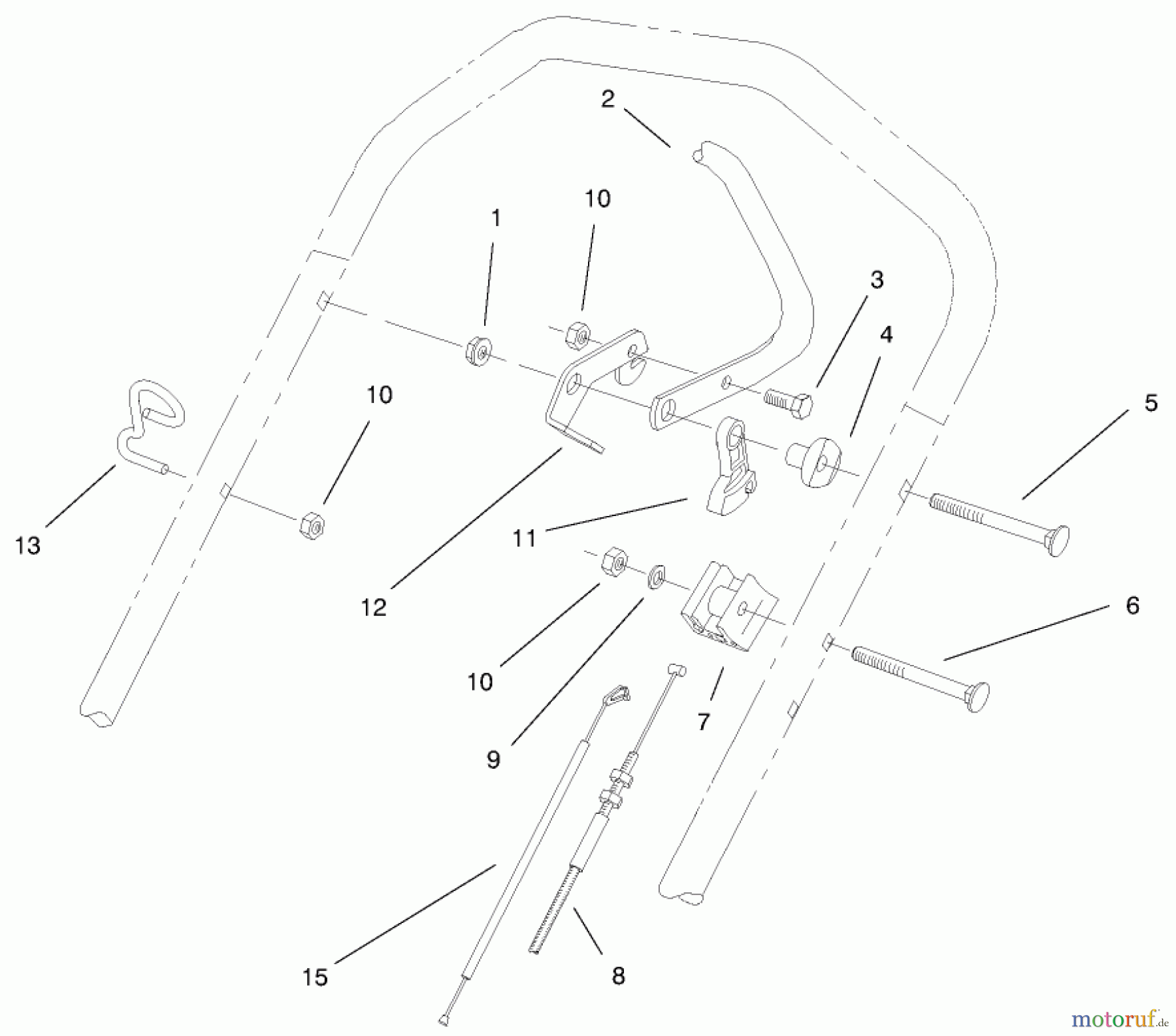  Toro Neu Mowers, Walk-Behind Seite 2 26637 - Toro Lawnmower, 1999 (9900001-9999999) HANDLE CONTROL ASSEMBLY