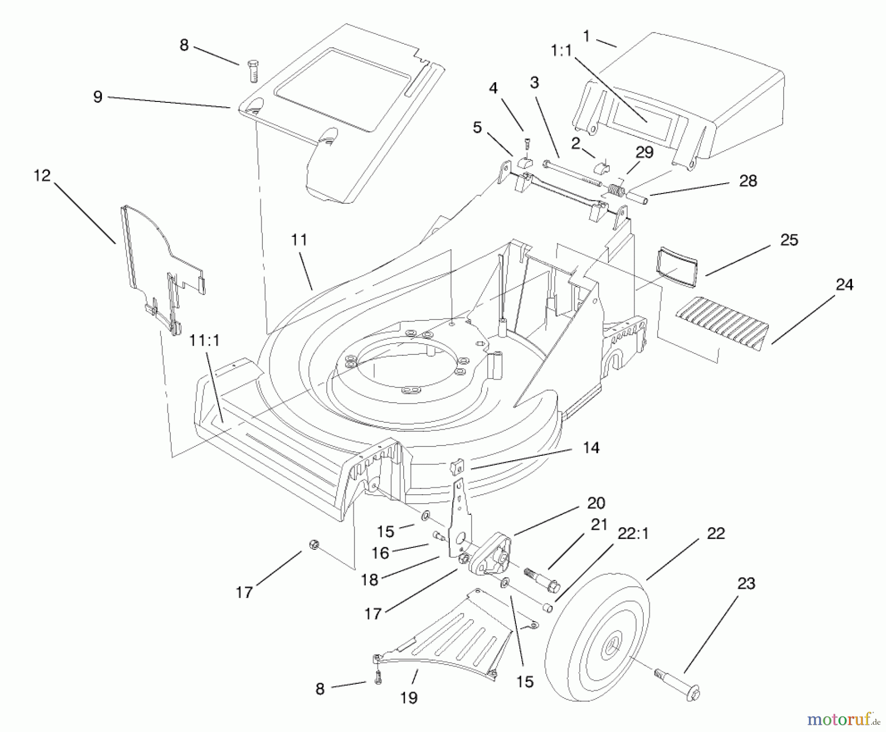 Toro Neu Mowers, Walk-Behind Seite 2 26638 - Toro Lawnmower, 1998 (8900001-8999999) HOUSING ASSEMBLY