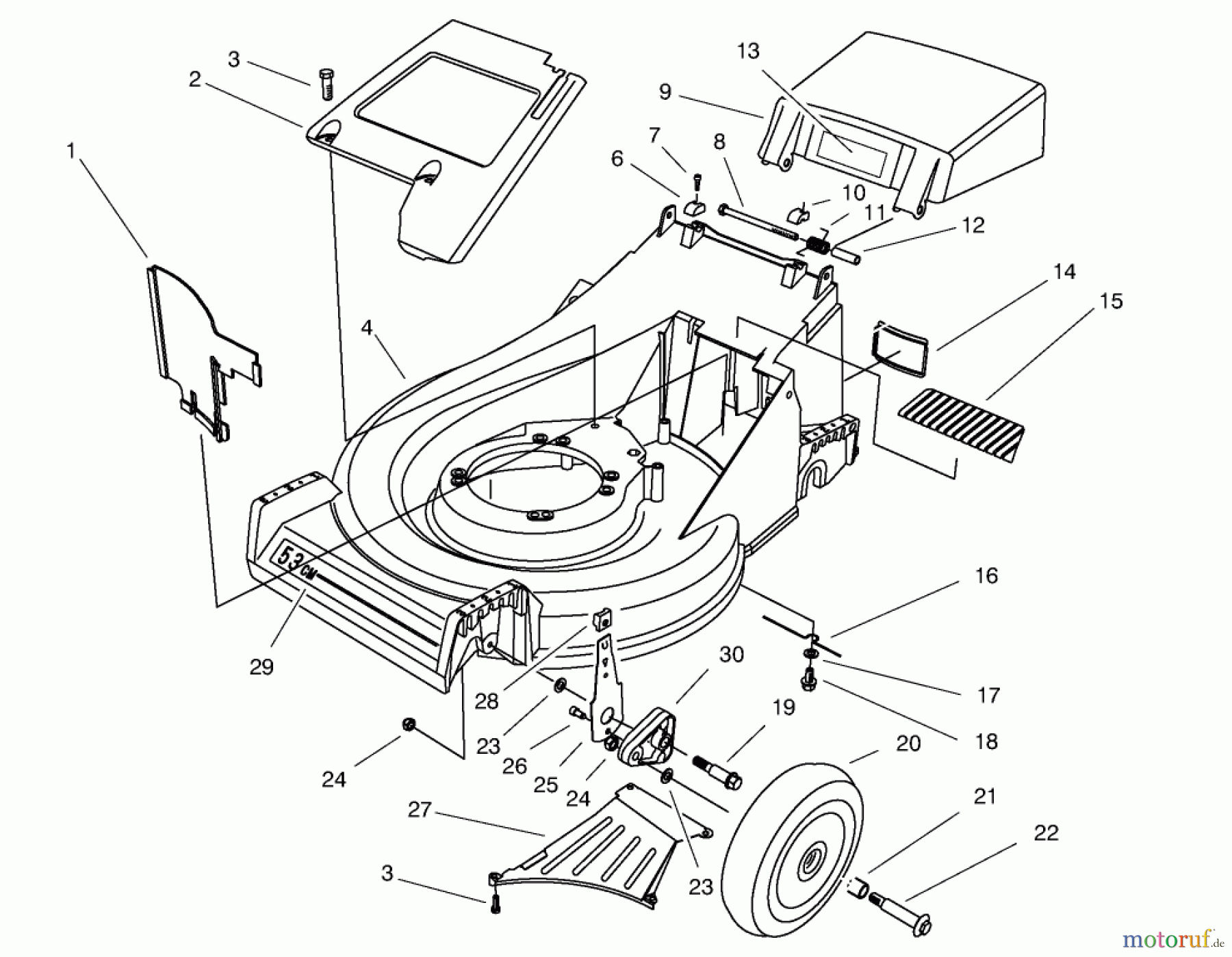 Toro Neu Mowers, Walk-Behind Seite 2 26643B - Toro Lawnmower, 1996 (6900001-6999999) HOUSING ASSEMBLY