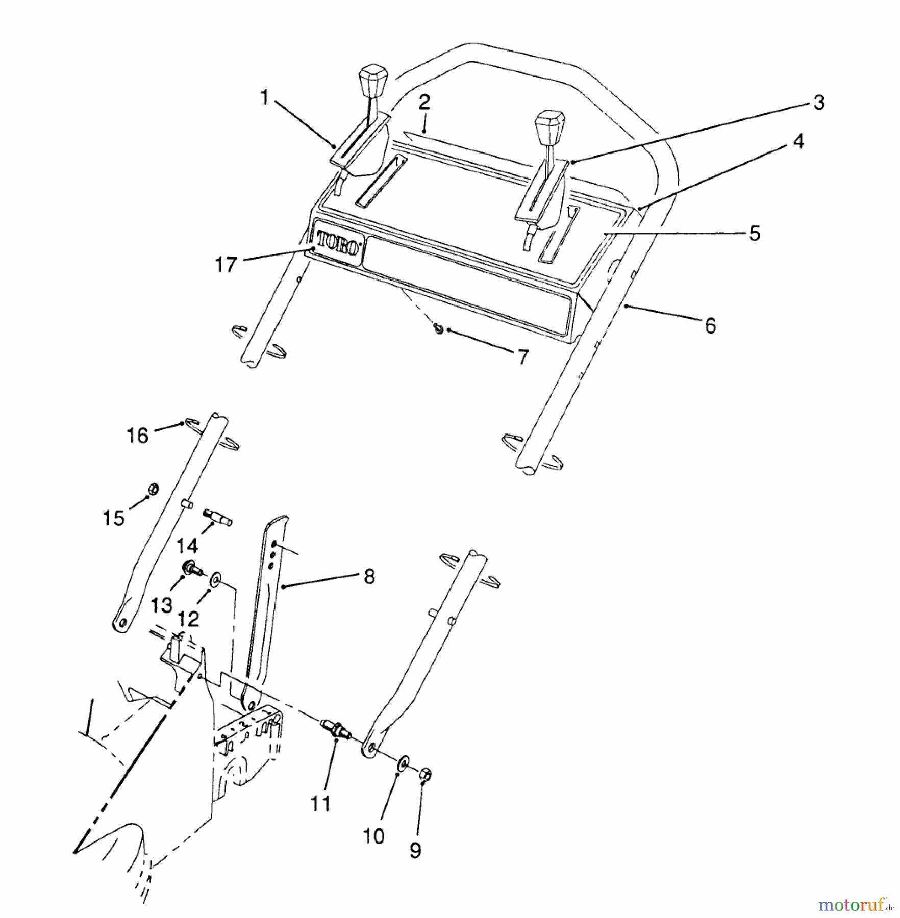 Toro Neu Mowers, Walk-Behind Seite 2 26680 - Toro Lawnmower, 1990 (0000001-0999999) HANDLE ASSEMBLY