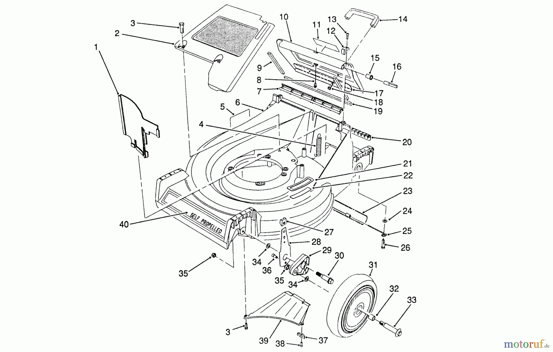 Toro Neu Mowers, Walk-Behind Seite 2 26682 - Toro Lawnmower, 1990 (0000001-0999999) HOUSING ASSEMBLY