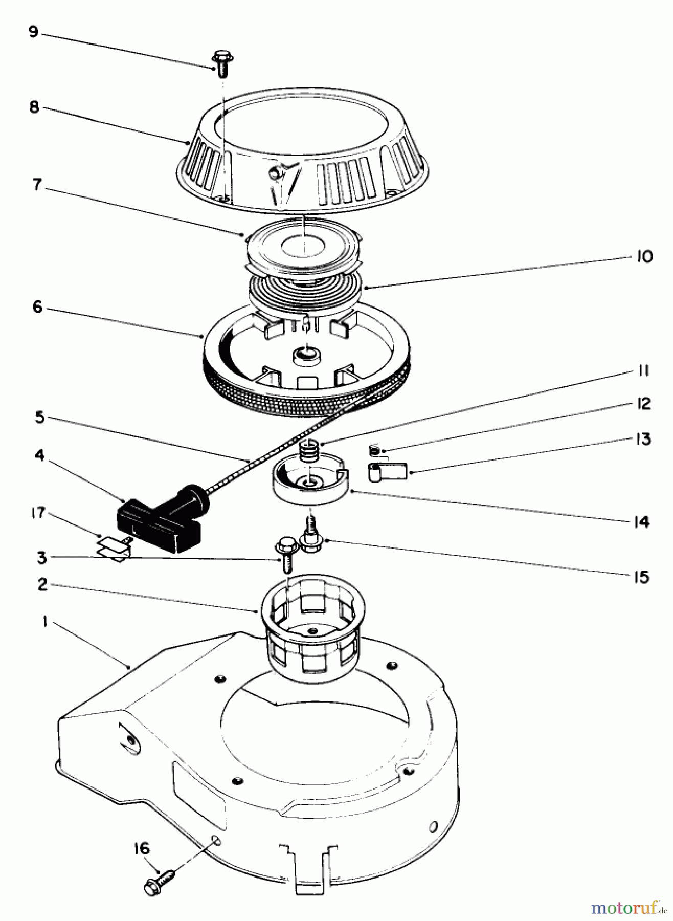  Toro Neu Mowers, Walk-Behind Seite 2 26683 - Toro Lawnmower, 1990 (0000001-0999999) RECOIL ASSEMBLY (ENGINE MODEL NO. 47PK9-2)