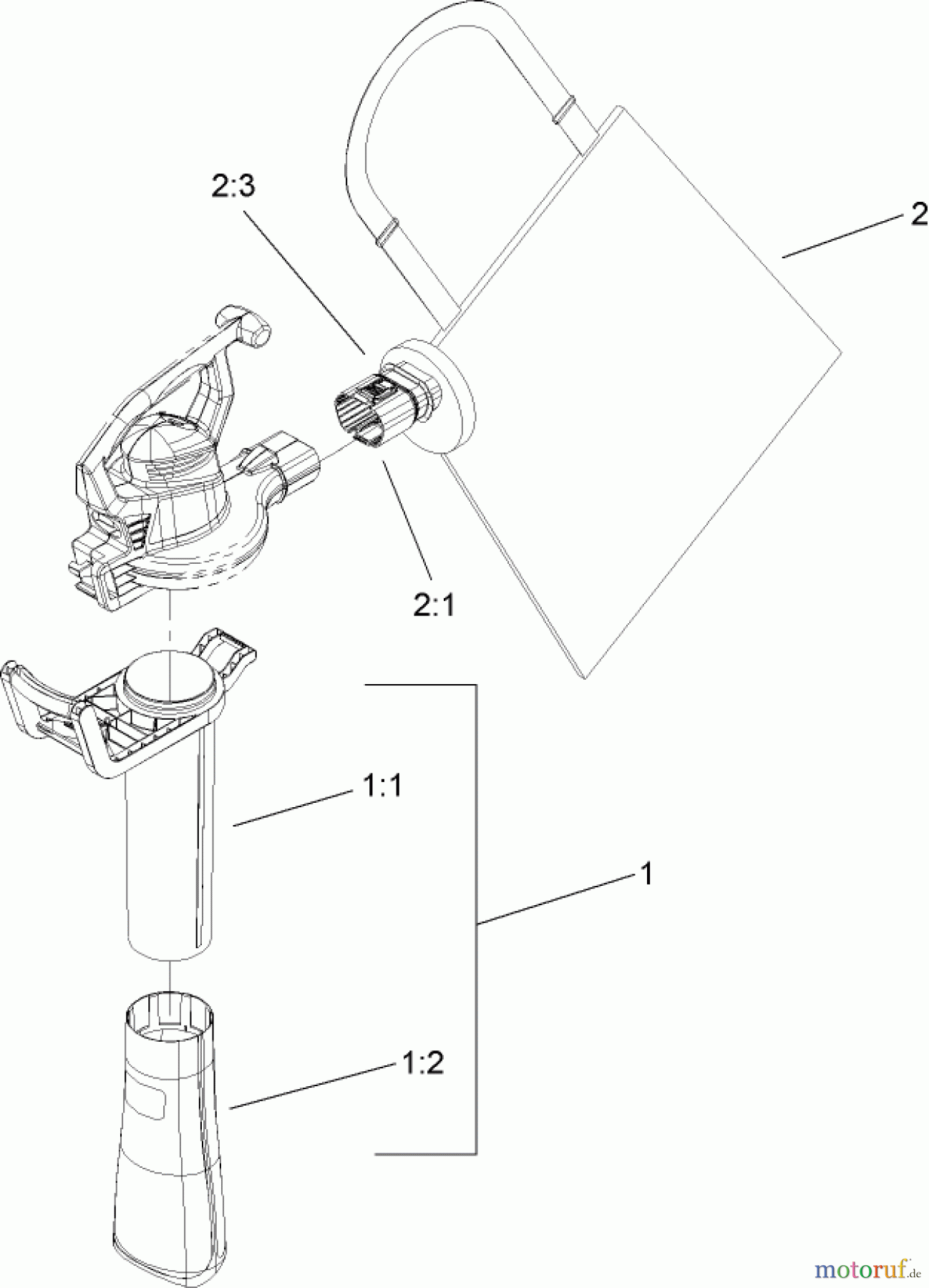  Toro Neu Blowers/Vacuums/Chippers/Shredders 51573 - Toro Rake and Vac Blower/Vacuum, 2006 (260000001-260999999) VACUUM TUBE AND BAG ASSEMBLY