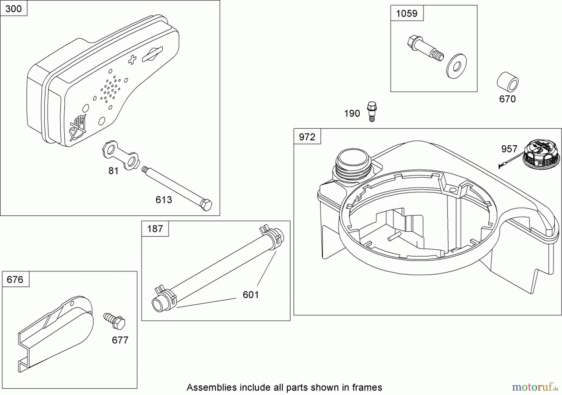  Toro Neu Mowers, Walk-Behind Seite 2 446E (R48) - Toro R48 Recycling Mower, 2009 (290000001-290999999) MUFFLER AND FUEL TANK ASSEMBLY BRIGGS AND STRATTON 126T02-1841-B1