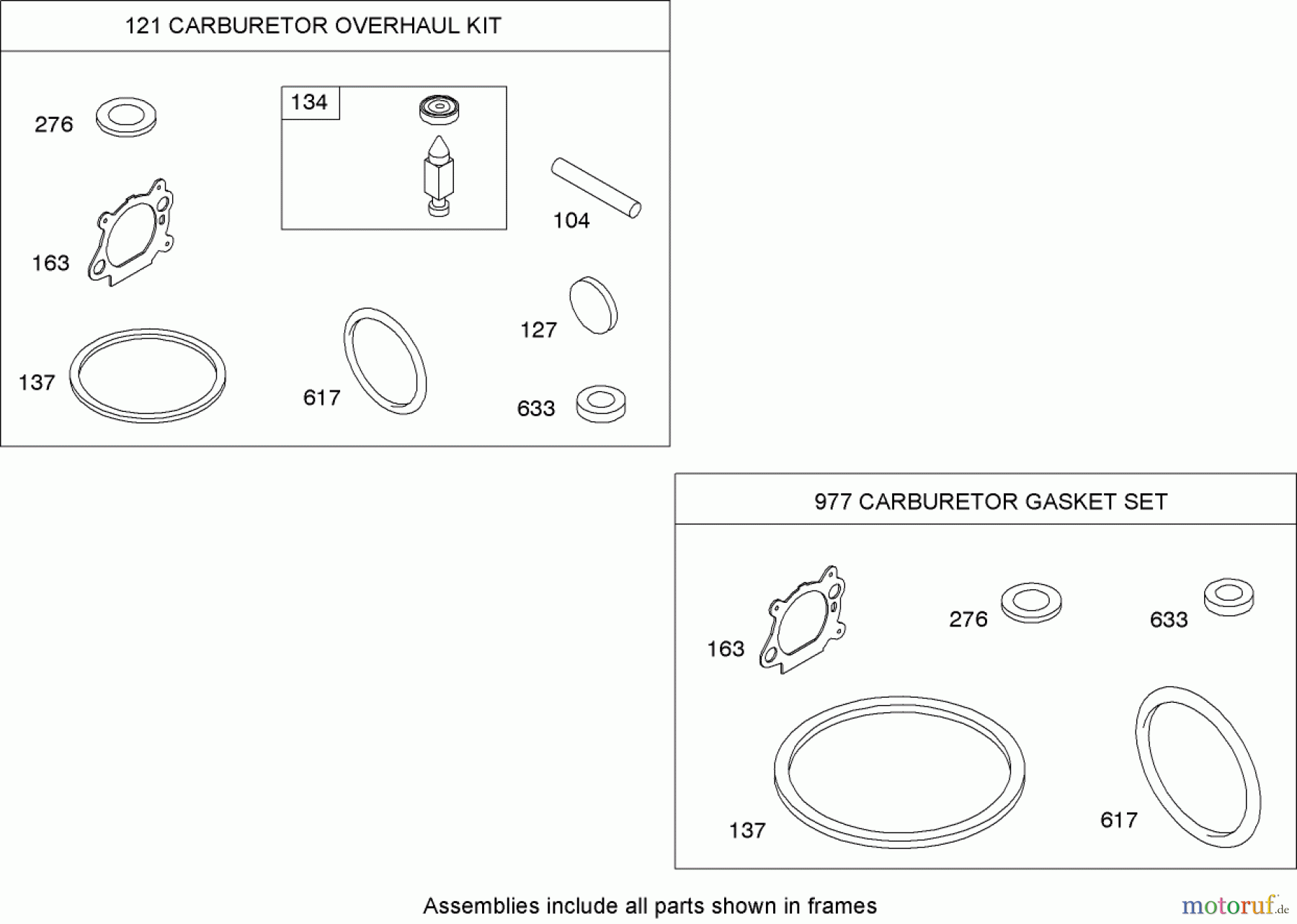 Toro Neu Mowers, Walk-Behind Seite 2 447E (R48) - Toro R48 Recycling Mower, 2008 (SN 280000001-290999999) CARBURETOR OVERHAUL KIT BRIGGS AND STRATTON 126T05-1840-B1