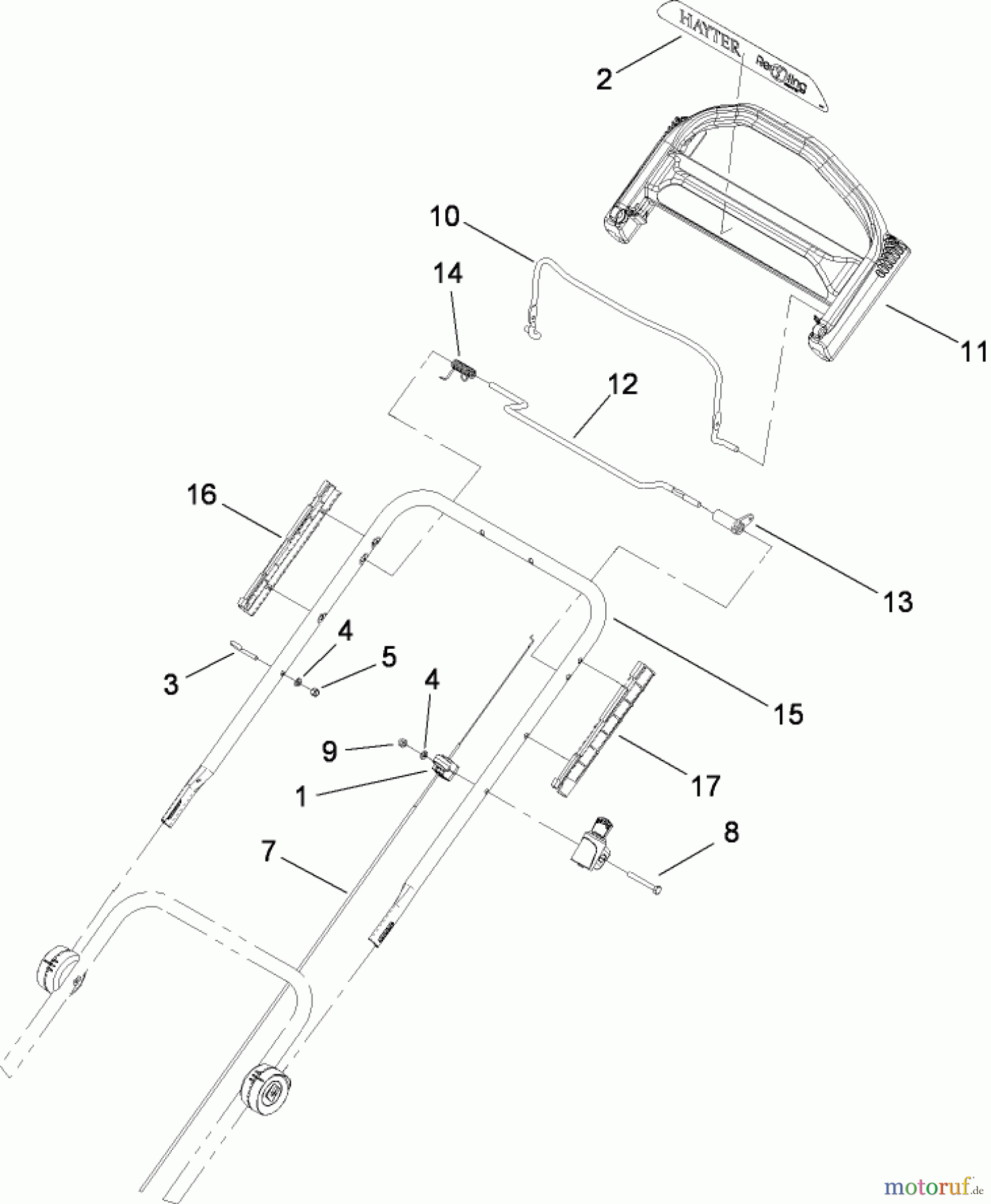 Toro Neu Mowers, Walk-Behind Seite 2 447E (R48) - Toro R48 Recycling Mower, 2009 (290000001-290999999) UPPER HANDLE ASSEMBLY
