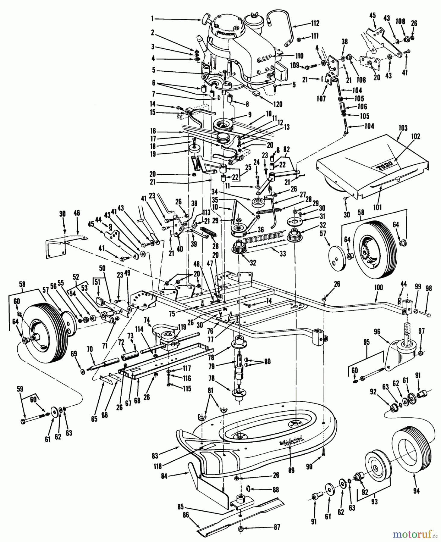 Toro Neu Mowers, Wide-Area Walk-Behind 23300 - Toro Lawnmower, 1965 (5000001-5999999) 34