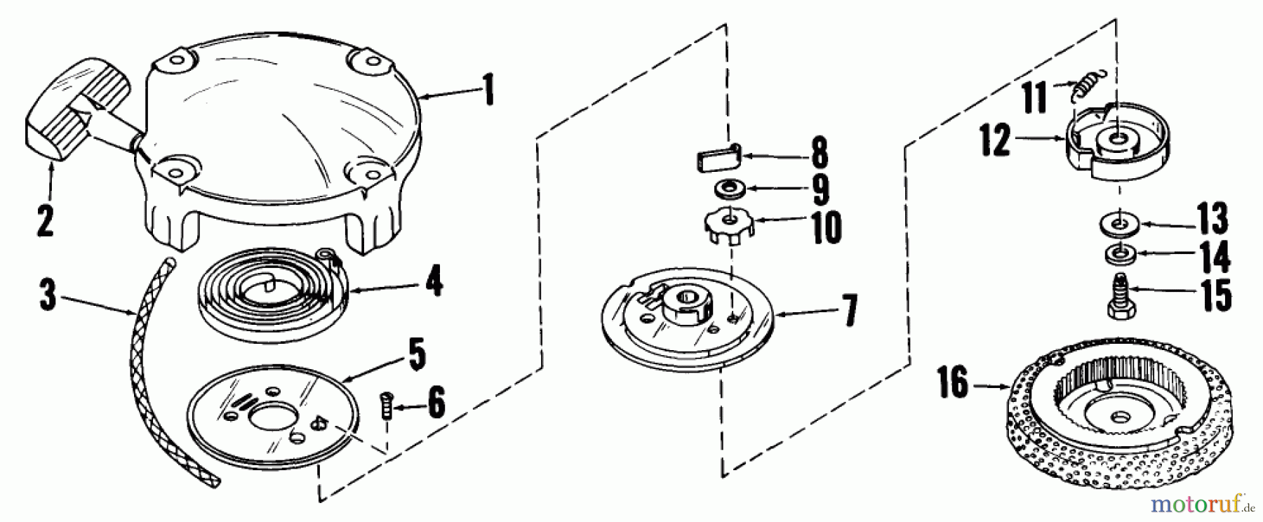 Toro Neu Mowers, Wide-Area Walk-Behind 23200 - Toro Heavy-Duty Whirlwind, 1966 (6000001-6999999) RECOIL STARTER MODEL NO. 28319A