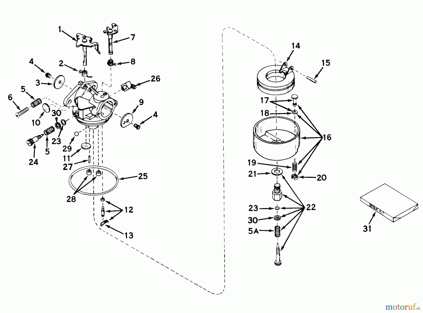  Toro Neu Mowers, Wide-Area Walk-Behind 23200 - Toro Heavy-Duty Whirlwind, 1967 (7000001-7999999) CARBURETOR MODEL NO. 631115
