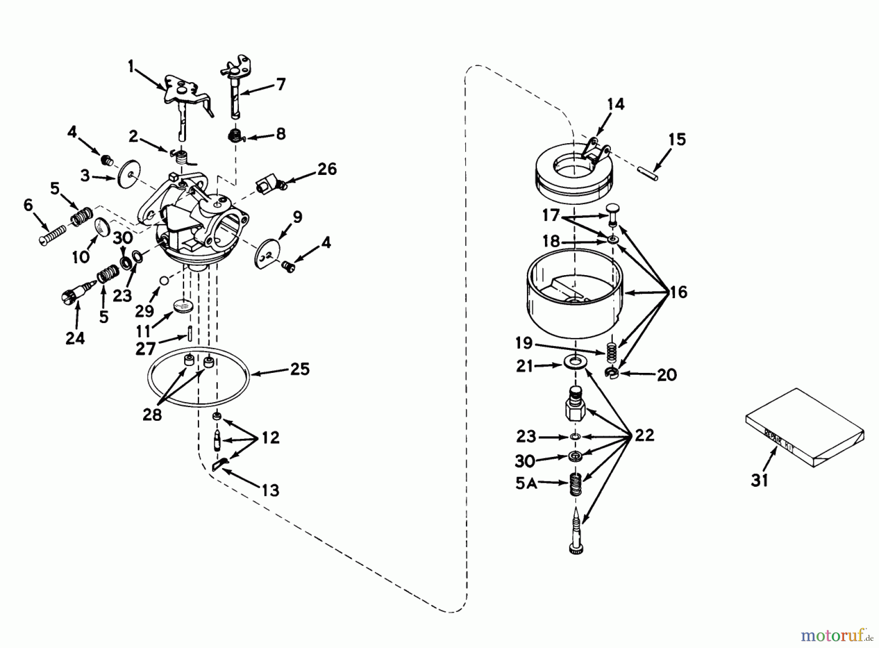 Toro Neu Mowers, Wide-Area Walk-Behind 23301 - Toro Lawnmower, 1970 (0000001-0999999) CARBURETOR MODEL NO. 631115 PARTS LIST