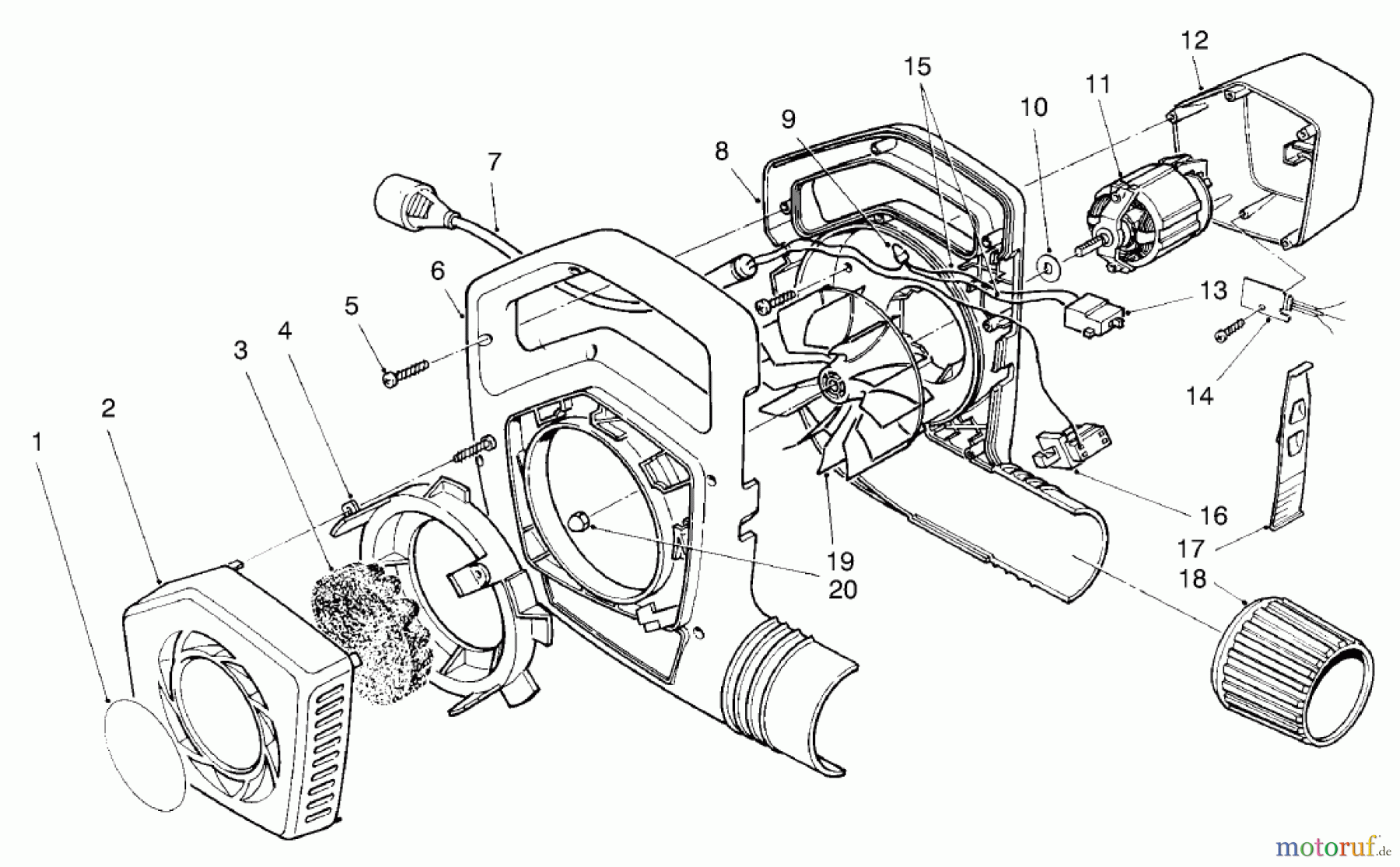 Toro Neu Blowers/Vacuums/Chippers/Shredders 51575 (850) - Toro 850 Super Blower, 1995 (59000001-59999999) BLOWER ASSEMBLY
