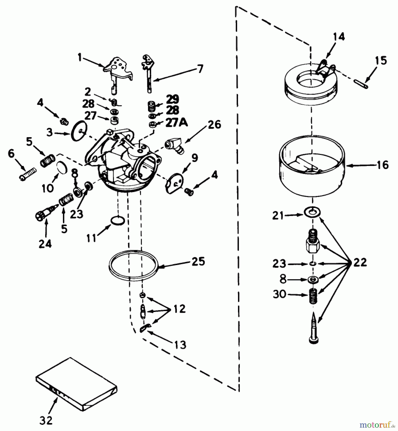 Toro Neu Mowers, Wide-Area Walk-Behind 23267 - Toro Lawnmower, 1983 (3000001-3999999) CARBURETOR MODEL NO. 632253