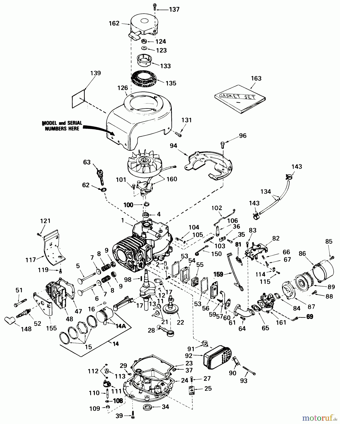 Toro Neu Mowers, Wide-Area Walk-Behind 23267 - Toro Lawnmower, 1982 (2000001-2999999) ENGINE TECUMSEH MODEL NO. TVM140-70287K