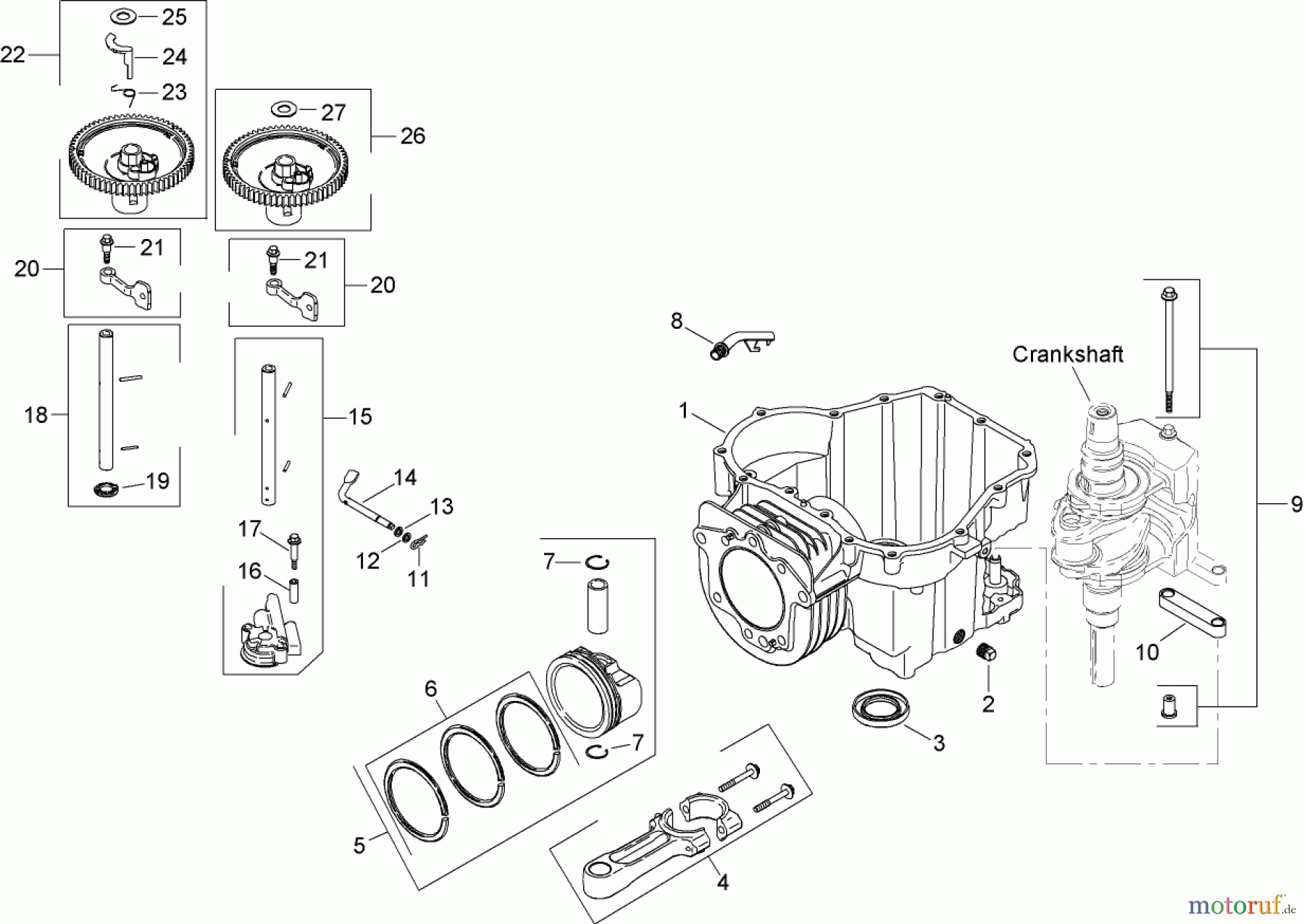 Toro Neu Mowers, Zero-Turn 136E (RZT420H) - Toro RZT420H Riding Mower, 2008 (280000001-280999999) CRANKCASE ASSEMBLY KOHLER SV590-0023