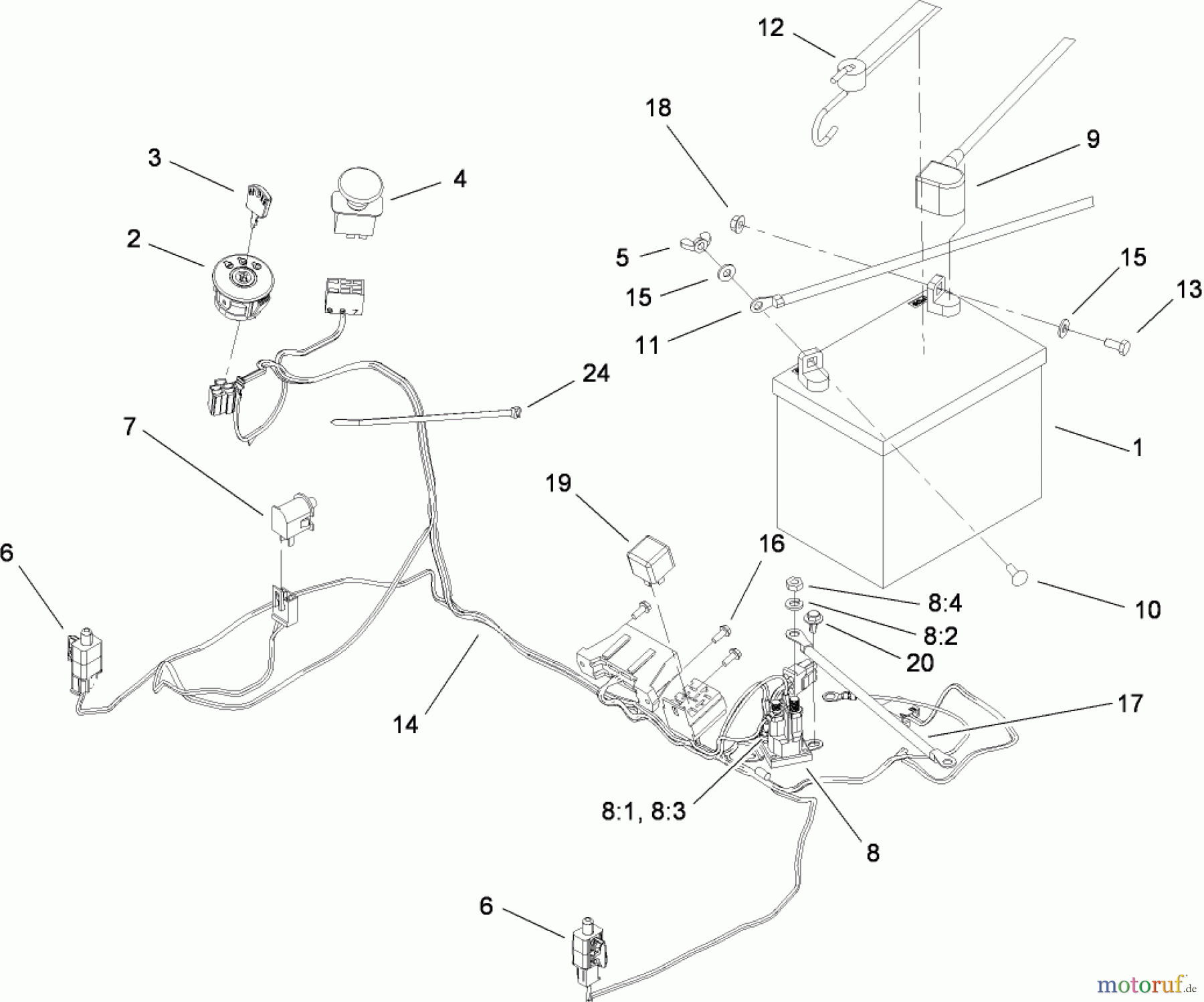 Toro Neu Mowers, Zero-Turn 136E (RZT420H) - Toro RZT420H Riding Mower, 2008 (280000001-280999999) ELECTRICAL ASSEMBLY