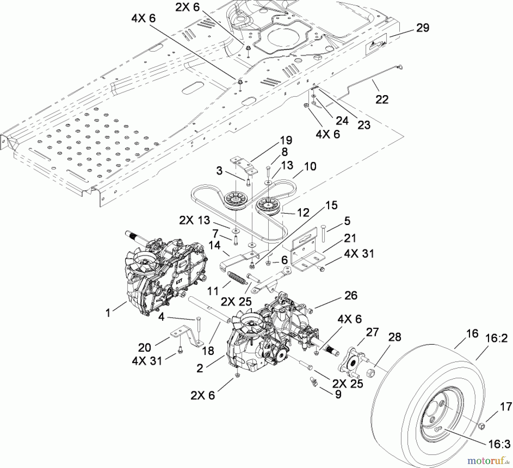 Toro Neu Mowers, Zero-Turn 136E (RZT420H) - Toro RZT420H Riding Mower, 2008 (280000001-280999999) HYDRO DRIVE ASSEMBLY