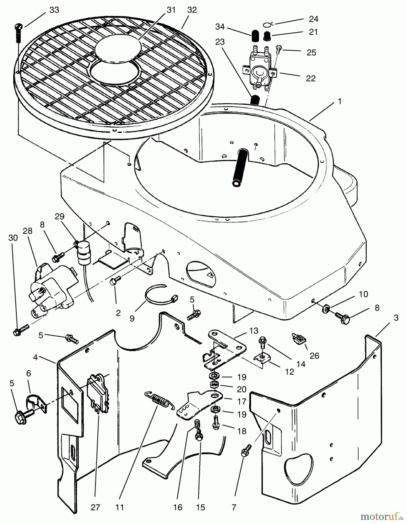 Toro Neu Mowers, Zero-Turn 74101 (620-Z) - Toro 620-Z Tractor, 1993 (390001-399999) COVERS, FUEL PUMP, COIL, REGULATOR & GOVERNOR LINKAGE ASSEMBLY