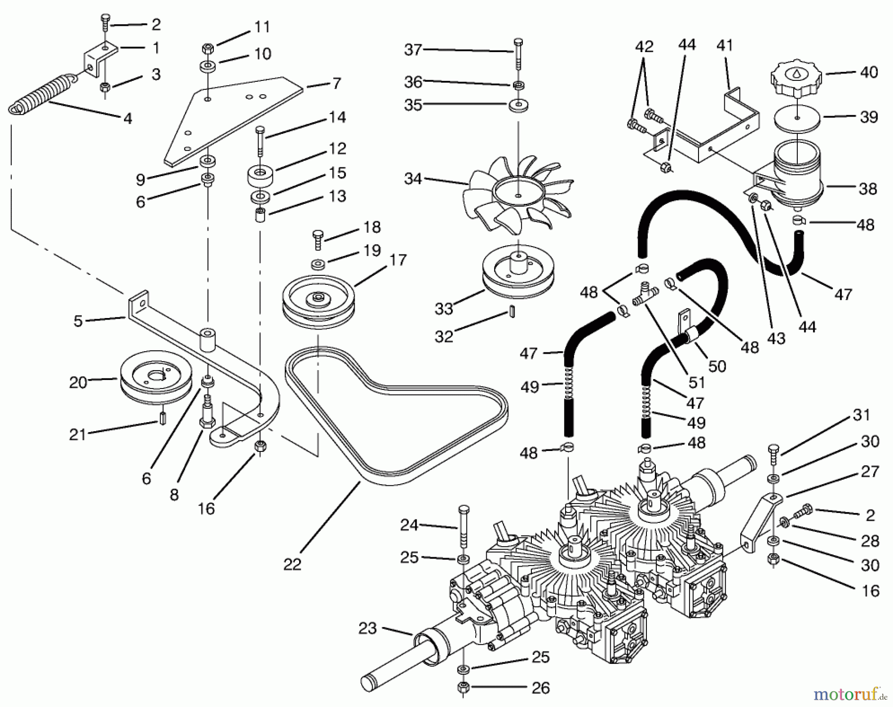 Toro Neu Mowers, Zero-Turn 74021 (616-Z) - Toro 616-Z Tractor, 1993 (39000001-39999999) TRANSMISSION & DRIVE SYSTEM ASSEMBLY