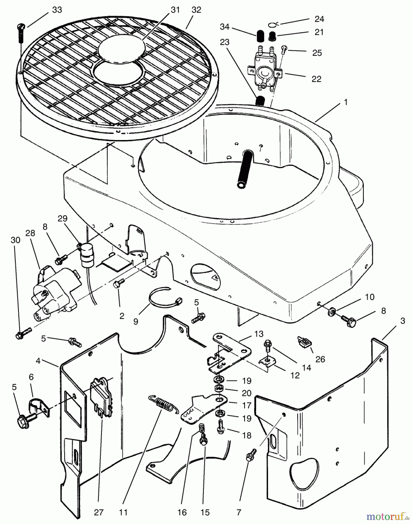  Toro Neu Mowers, Zero-Turn 74101 (620-Z) - Toro 620-Z Tractor, 1994 (490001-499999) COVERS, FUEL PUMP, COIL, REGULATOR & GOVERNOR LINKAGE ASSEMBLY