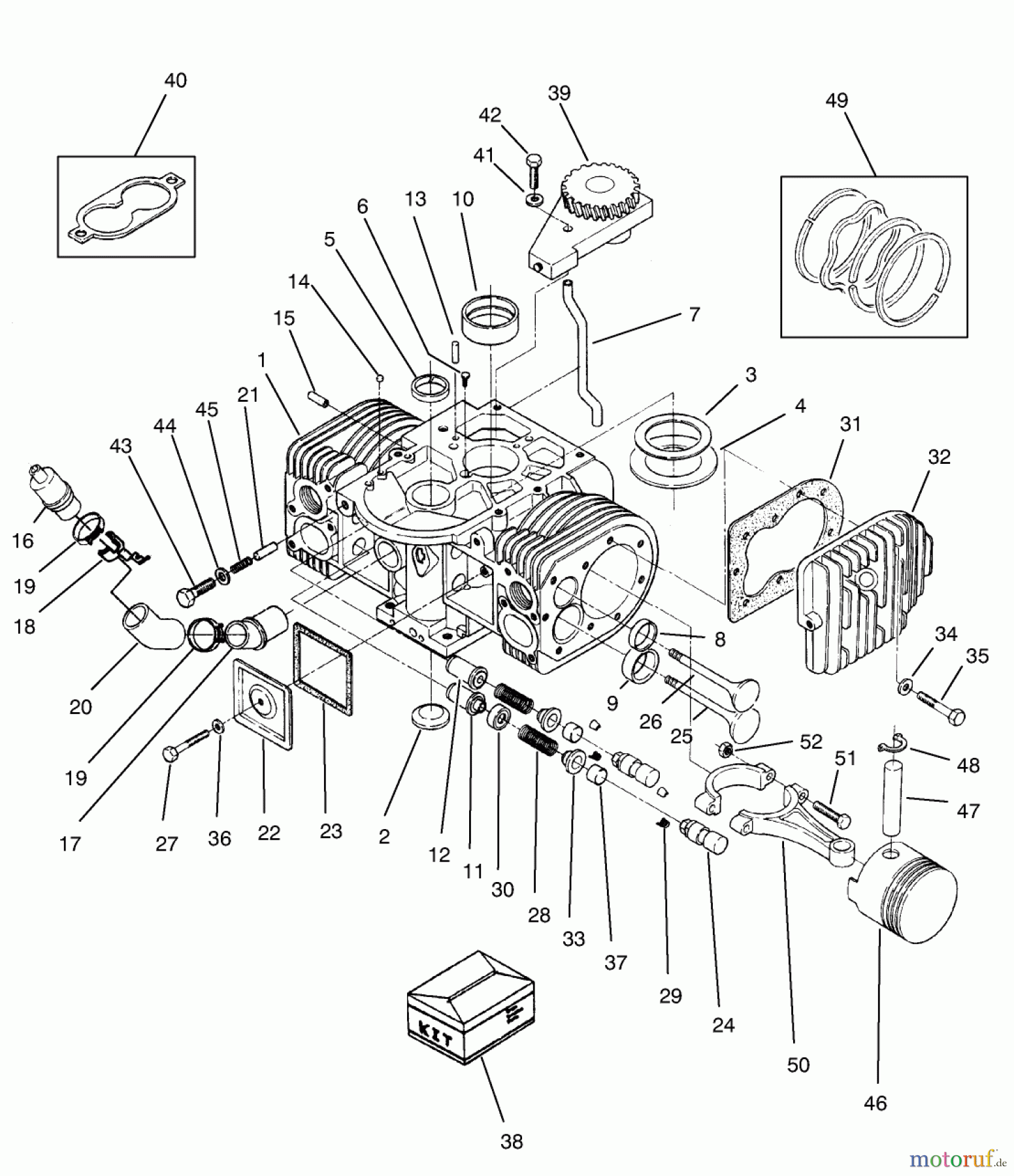 Toro Neu Mowers, Zero-Turn 74021 (616-Z) - Toro 616-Z Tractor, 1994 (490001-499999) ENGINE CYLINDER BLOCK ASSEMBLY
