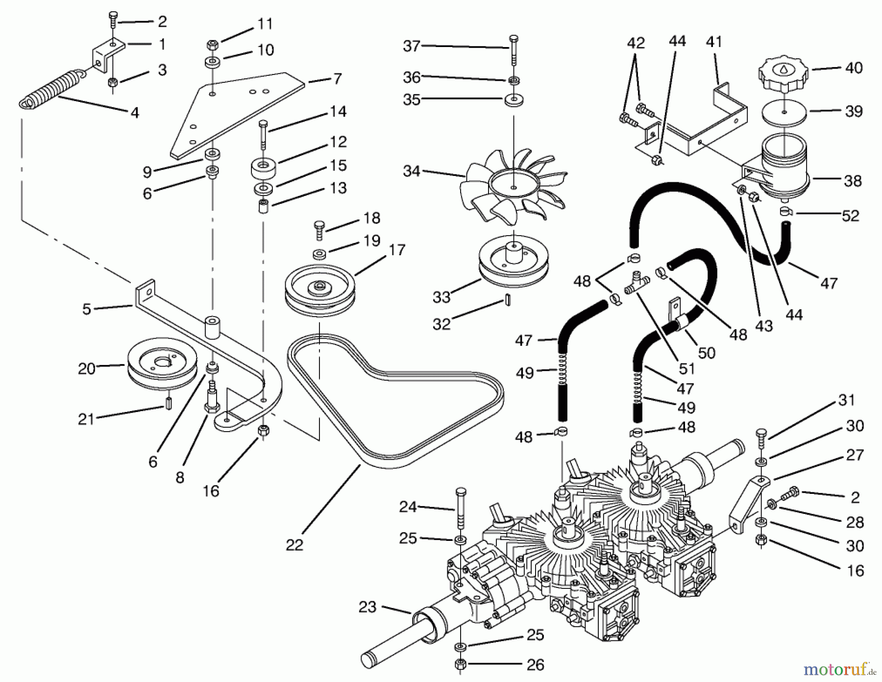 Toro Neu Mowers, Zero-Turn 74101 (620-Z) - Toro 620-Z Tractor, 1994 (490001-499999) TRANSMISSION & DRIVE SYSTEM ASSEMBLY