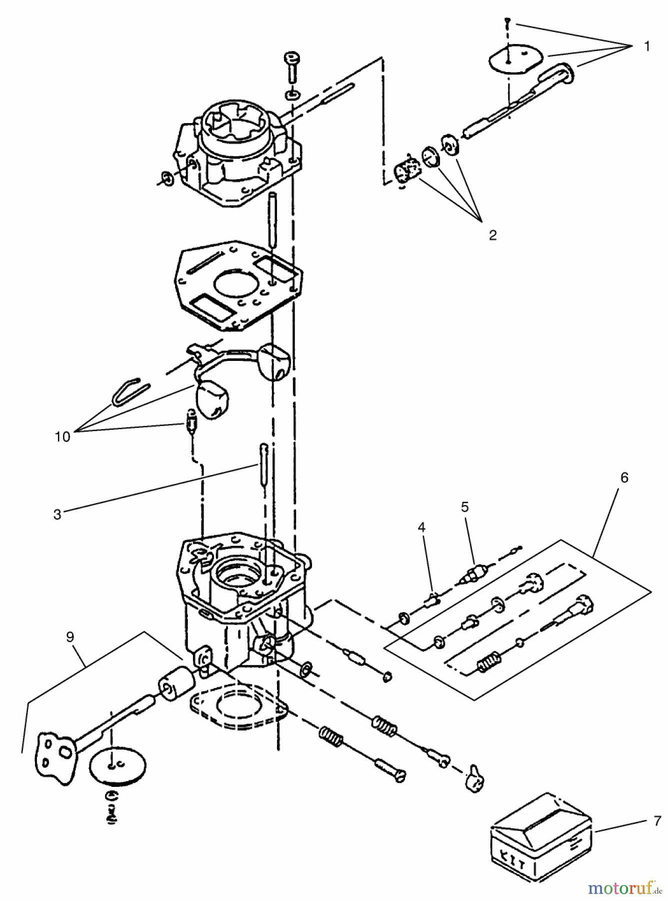  Toro Neu Mowers, Zero-Turn 74021 (616-Z) - Toro 616-Z Tractor, 1995 (590001-599999) CARBURETOR COMPONENTS ASSEMBLY