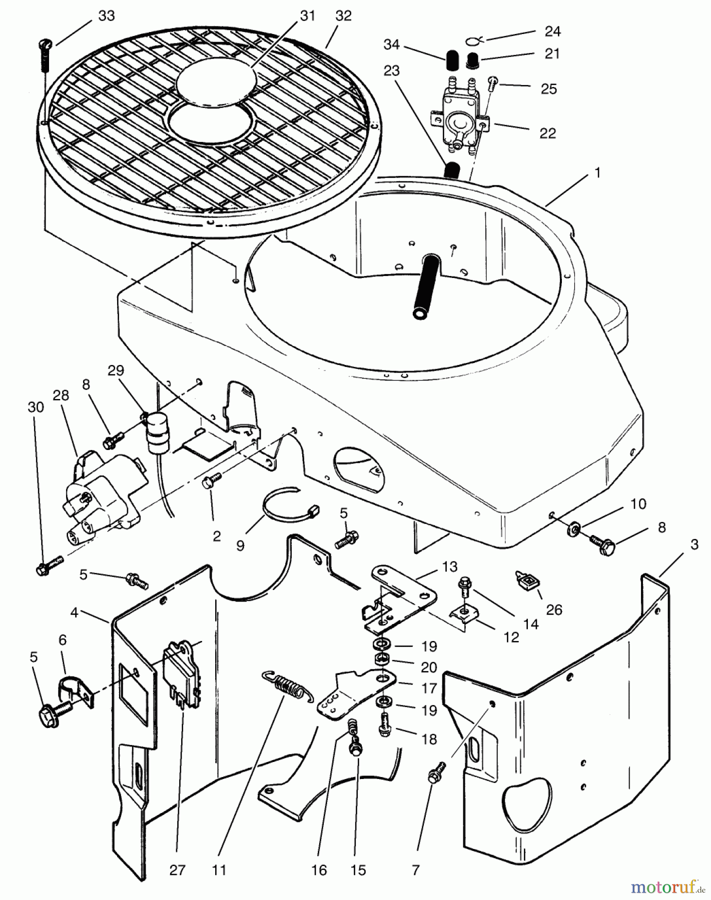 Toro Neu Mowers, Zero-Turn 74101 (620-Z) - Toro 620-Z Tractor, 1995 (590001-599999) COVERS, FUEL PUMP, COIL, REGULATOR & GOVERNOR LINKAGE ASSEMBLY