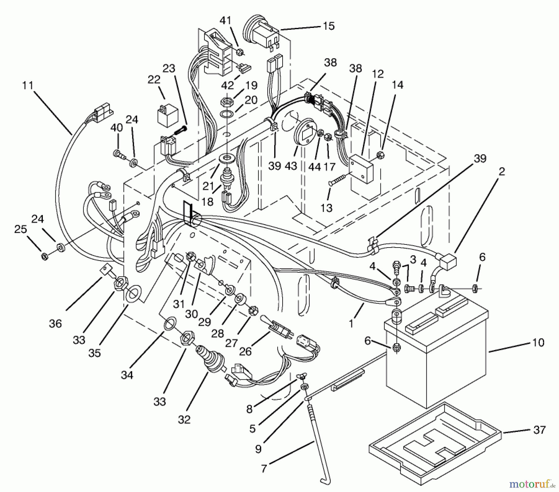  Toro Neu Mowers, Zero-Turn 74021 (616-Z) - Toro 616-Z Tractor, 1995 (590001-599999) ELECTRICAL SYSTEM ASSEMBLY