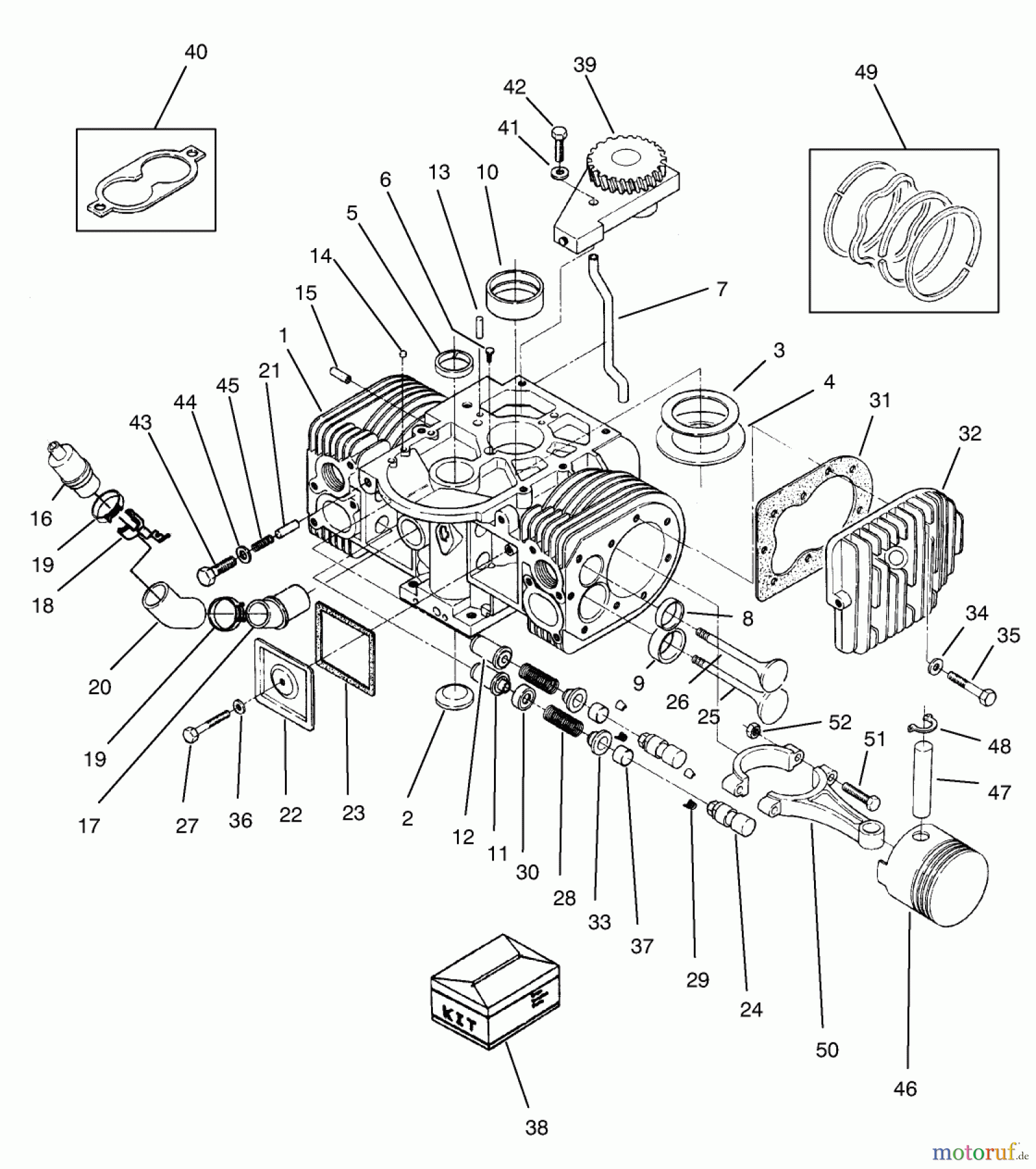 Toro Neu Mowers, Zero-Turn 74101 (620-Z) - Toro 620-Z Tractor, 1995 (590001-599999) ENGINE CYLINDER BLOCK ASSEMBLY