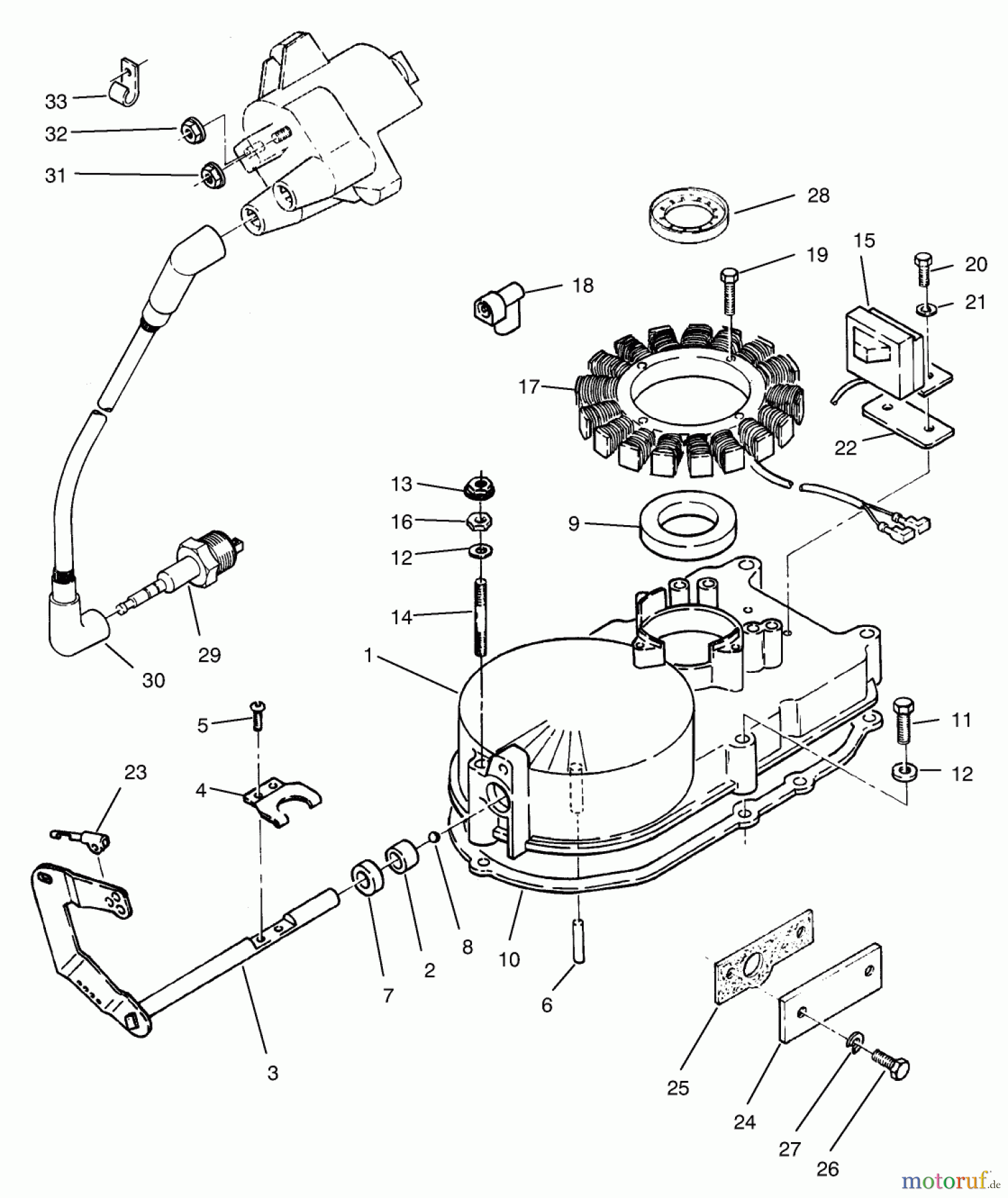 Toro Neu Mowers, Zero-Turn 74021 (616-Z) - Toro 616-Z Tractor, 1995 (590001-599999) GEARCASE & IGNITION ASSEMBLY