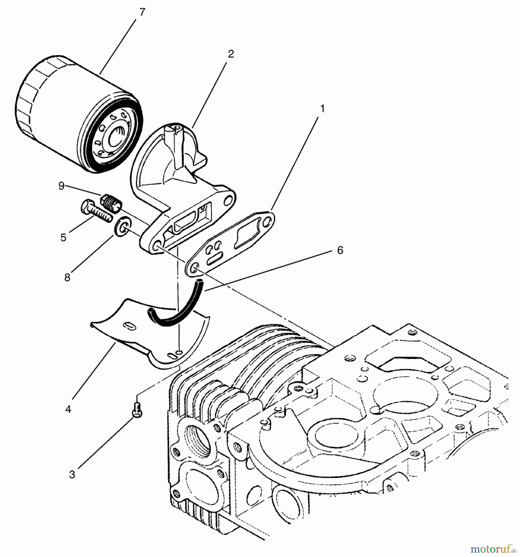  Toro Neu Mowers, Zero-Turn 74021 (616-Z) - Toro 616-Z Tractor, 1995 (590001-599999) OIL FILTER ASSEMBLY